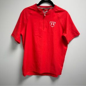 Youth Red Batting Cage Jacket Short Sleeve Under Armour Youth Large